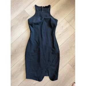 Elizabeth and James Black Halter Tulip Hem Sheath Dress Sleeveless Cocktail LBD